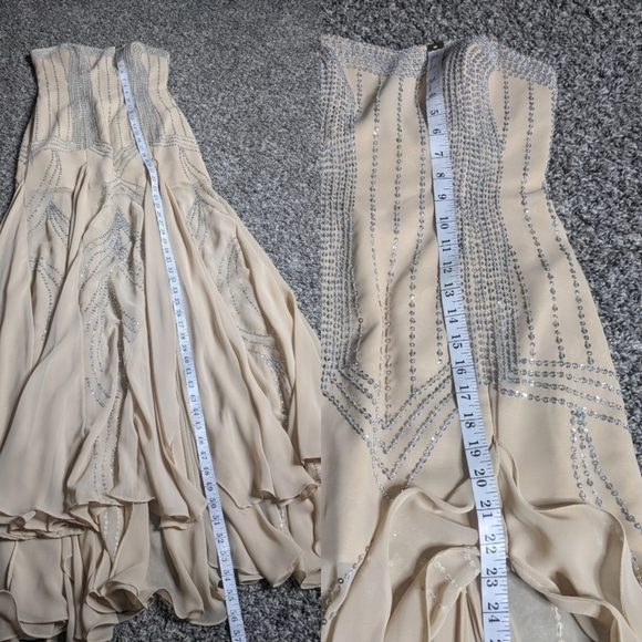 Vintage Landa cream beaded sequin prom evening special occasion dress 4 - Picture 12 of 15